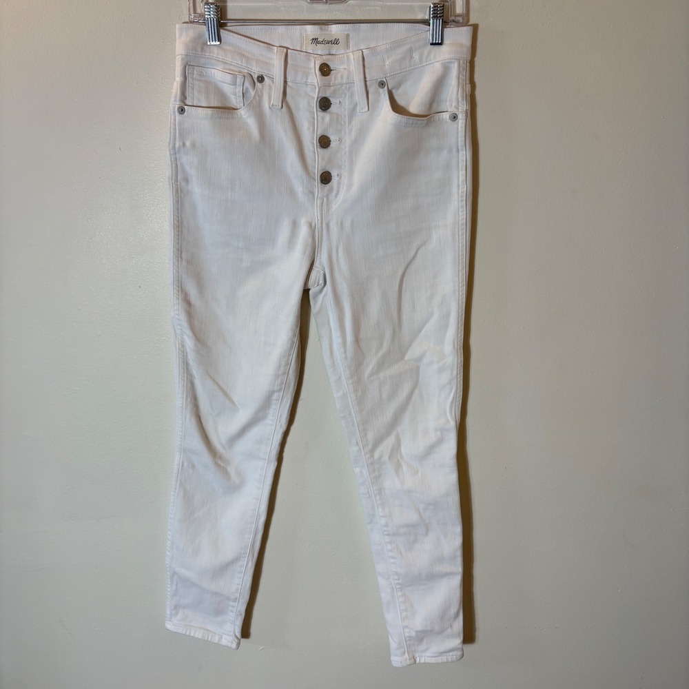 Madewell 10" High-Rise Skinny Crop Jeans White Button Fly AJ152 Size 28